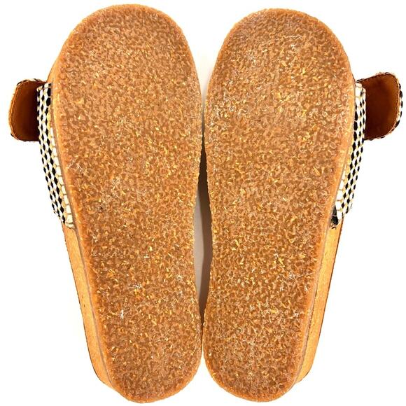 Kalso Earth Shoe “Sway”Negative Heel Cork Slide Sandal SZ 7.5US Black Tan Fabric - Picture 7 of 8